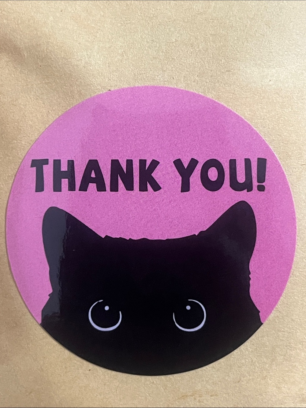 Hand Crafted 50 (2”) Pink Cat Thank You Stickers - Picture 3 of 5